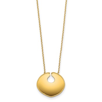 Herco 14K Polished Solid Disc Pendant 18 Inch Cable Necklace