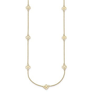 Herco 14K Polished Fancy Clover Station 18 Inch Cable Necklace — alternate view