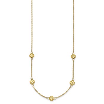 Herco 14K Polished Puffed Clover Station 18 Inch Cable Necklace — alternate view