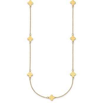 Herco 14K Polished Clover Station 18 Inch Cable Necklace — alternate view