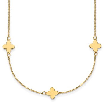 Herco 14K Polished Clover Station 18 Inch Cable Necklace
