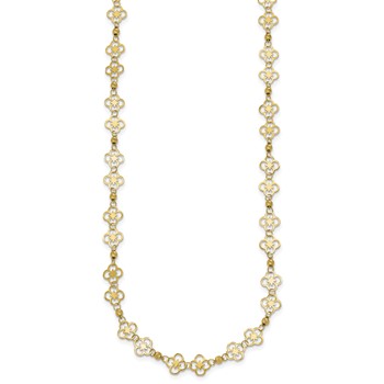 Herco 14K Polished Fancy Clover Link and Diamond-cut Beaded 18 Inch Necklace — alternate view