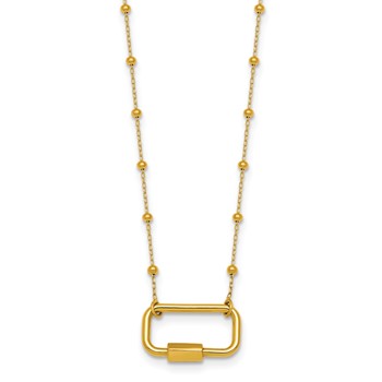 Herco 14K Polished and Beaded with Carabiner 16 Inch with 2 Inch Extension Necklace