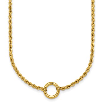 Herco 14K Polished Push-out Charm Holder Pendant 18 Inch Rope Necklace