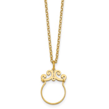 Herco 14K Polished Charm Holder Pendant 18 Inch Cable Necklace