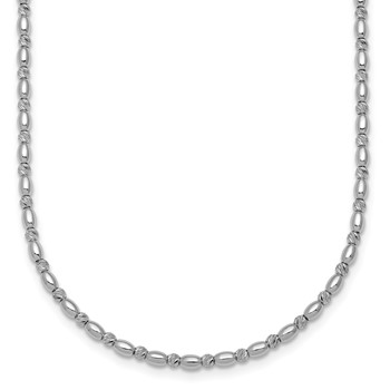 Herco 14K White Gold Polished and Diamond-cut Beaded 16 Inch with 2 Inch Extension Necklace