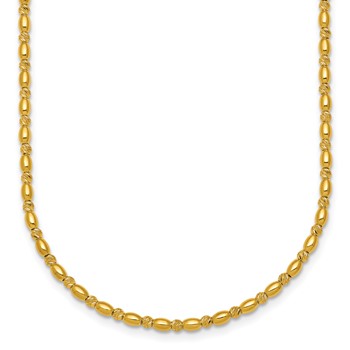 Herco 14K Polished and Diamond-cut Beaded 16 Inch with 2 Inch Extension Necklace
