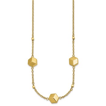 Herco 14K Polished Cube Station 16 Inch with 2 Inch Extension Cable Necklace — alternate view