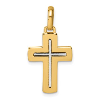 Herco 14K Two-tone Polished and Satin Latin Cross Pendant