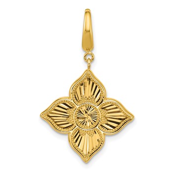 Herco 14K Polished Beaded Diamond-cut Pointed Flower Pendant