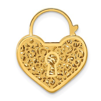Herco 14K Polished and Textured Heart Lock Pendant / Clasp