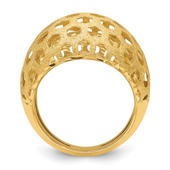 Herco 14K Polished Brushed and Diamond-cut Honey Comb Ring — alternate view