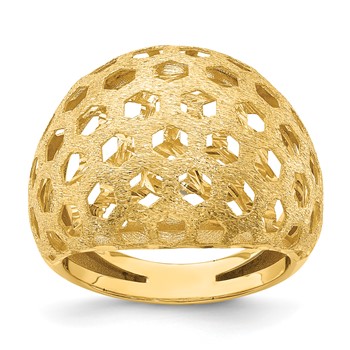 Herco 14K Polished Brushed and Diamond-cut Honey Comb Ring