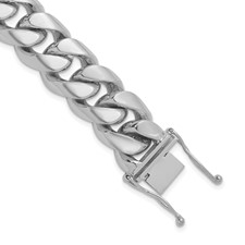 Image of Herco 18K White Gold 15.4mm Solid Curb Link 8.5 inch Bracelet