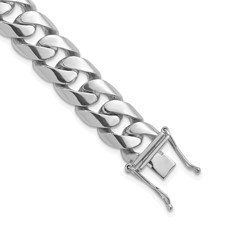 Image of Herco 18K White Gold Polished Solid 13.2mm Curb 8.5 Inch Chain Bracelet