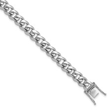 Image of Herco 14K White Gold Polished Solid 8.5mm Curb Chain (Per Inch)