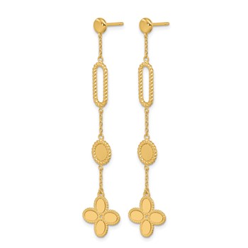 Herco 14K Polished and Twisted Fancy Flower Post Dangle Earrings — alternate view