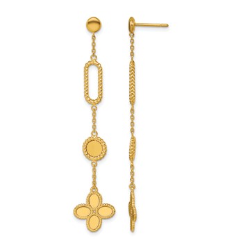 Herco 14K Polished and Twisted Fancy Flower Post Dangle Earrings