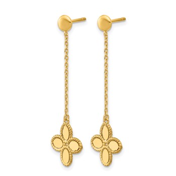Herco 14K Polished and Twisted Flower Post Dangle Earrings — alternate view