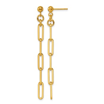 Herco 14K Polished Paperclip Link Post Dangle Earrings