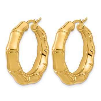 Herco 14K Polished Graduated Bamboo Round Hoop Earrings — alternate view