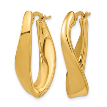 Herco 14K Polished and Twisted Oval Hoop Earrings — alternate view