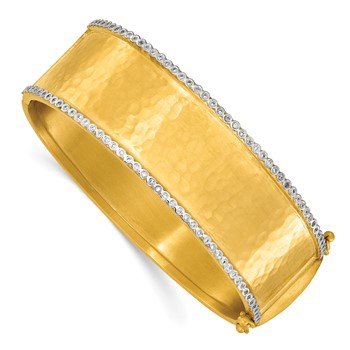 Herco 14K Hammered Diamond Solid Hinged Bangle