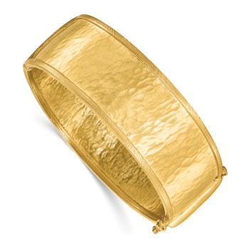 Herco 14K Hammered 22mm Solid Hinged Bangle