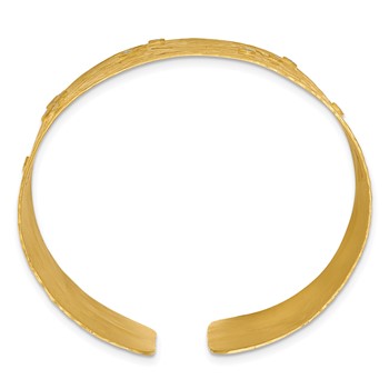 Herco 14K Textured Diamond Solid Circle Pattern Cuff Bangle — alternate view