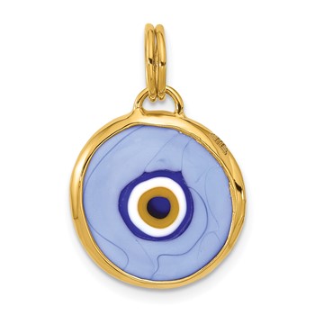 Herco 14K Polished Blue Opaline Glass Eye Pendant