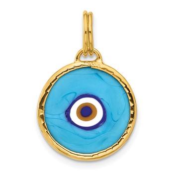 Herco 14K Polished Turquoise Color Opaline Glass Eye Pendant