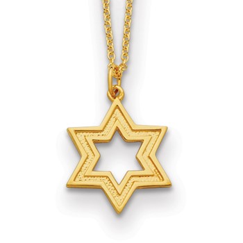 Herco 14K Textured Star of David 16 inch w/2in ext. Necklace