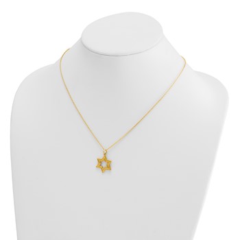 Herco 14K Textured Star of David 16 inch w/2in ext. Necklace — alternate view