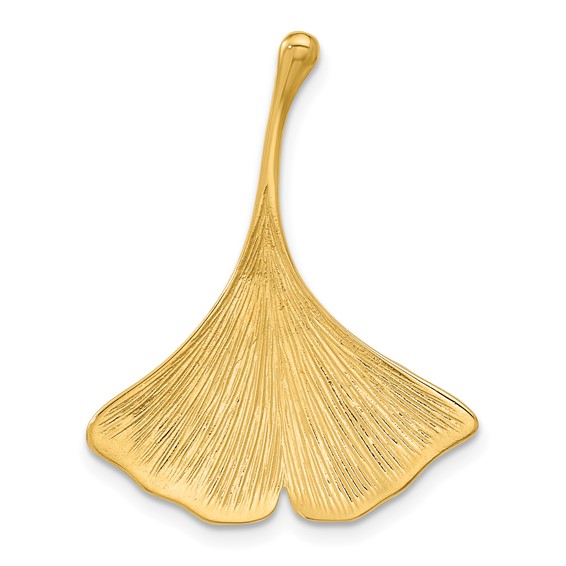 14k Yellow Gold Filigree Leaf Chain Slide Pendant
