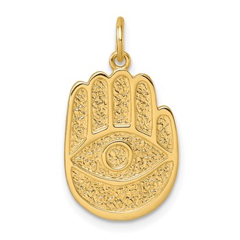 Herco 14K Polished and Textured Hamsa Pendant