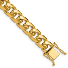 Image of Herco 14K Polished 9.8mm Solid Domed Miami Curb 22 Inch Chain