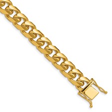 Image of Herco 14K Polished 9.8mm Solid Domed Miami Curb 8.5 Inch Chain Bracelet