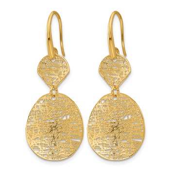 Herco 18K Polished Brushed and Textured Fancy Shephard Hook Dangle Earrings — alternate view