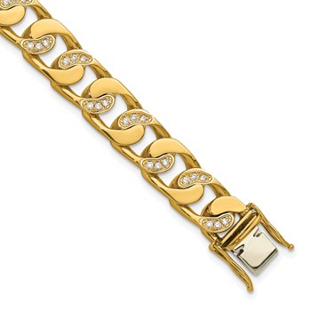 Herco 14K Polished Diamond Curb 8.5 inch Bracelet