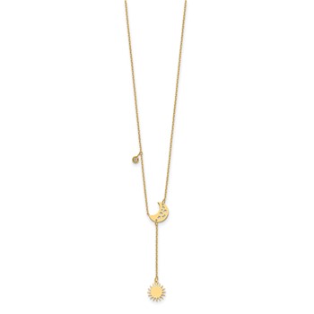 Herco 14K Polished Sun and Moon Y-Drop with Diamond Accent 16in with 2in Extension Necklace — alternate view