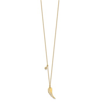 Herco 14K Polished Wing with Diamond Accent 16 Inch with 2 Inch Extension Necklace — alternate view