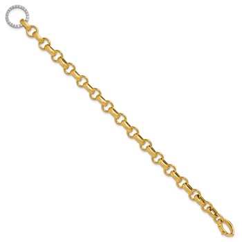 Herco 14K Two-tone Polished and Brushed Diamond 7.5 inch Bracelet — alternate view