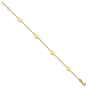 Herco 14K Polished Circle Disc 7.25 Inch with .25 Inch Extension Station Bracelet — alternate view