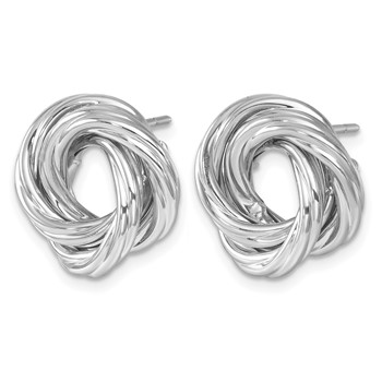 Herco 14K White Gold Rhodium-plated Polished and Textured Triple Circle Intertwined Post Earrings — alternate view