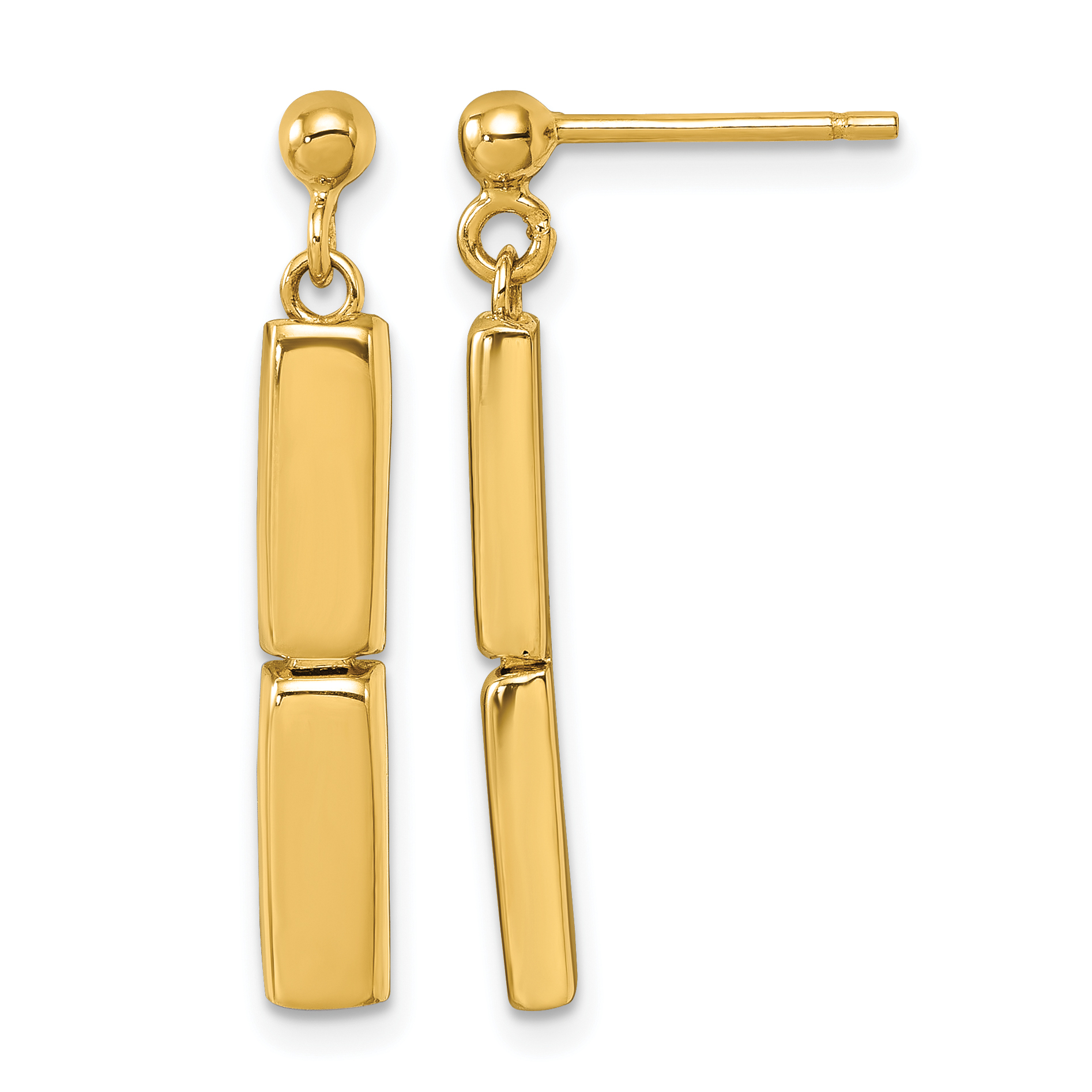 ◇wing bling◇ 14k post Berto dangle bar drop earrings 14k Gold Polished 3 Bar Post Dangle Earrings 2.15