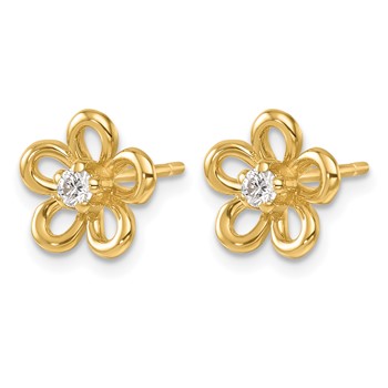 Herco 14K Polished Diamond Flower Post Earrings — alternate view