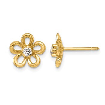 Herco 14K Polished Diamond Flower Post Earrings