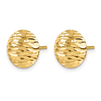 Herco 14K Polished and Diamond-cut 11.5mm Round Button Post Earrings — alternate view