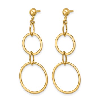Herco 14K Polished Circle and Oval Link Post Dangle Earrings — alternate view