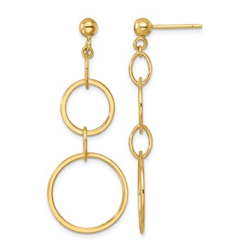 Herco 14K Polished Circle and Oval Link Post Dangle Earrings